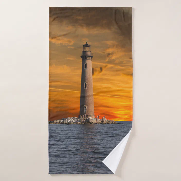 Lighthouse Cape Fear Personalized 3 Piece Bath Towel Set Color Choice 