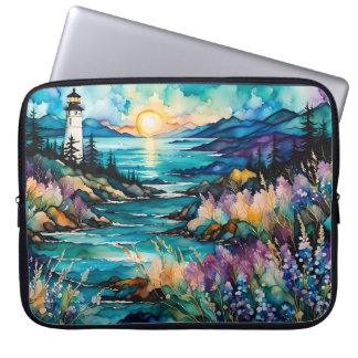 Lighthouse Bay Mountain Wildflower Garden Laptop Sleeve
