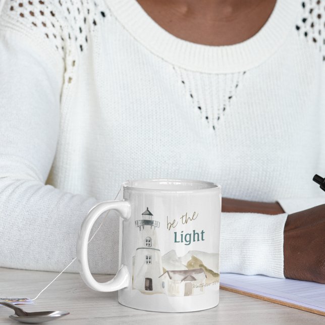 Lighthouse "Be the Light" Watercolor Motivational Coffee Mug (Creator Uploaded)