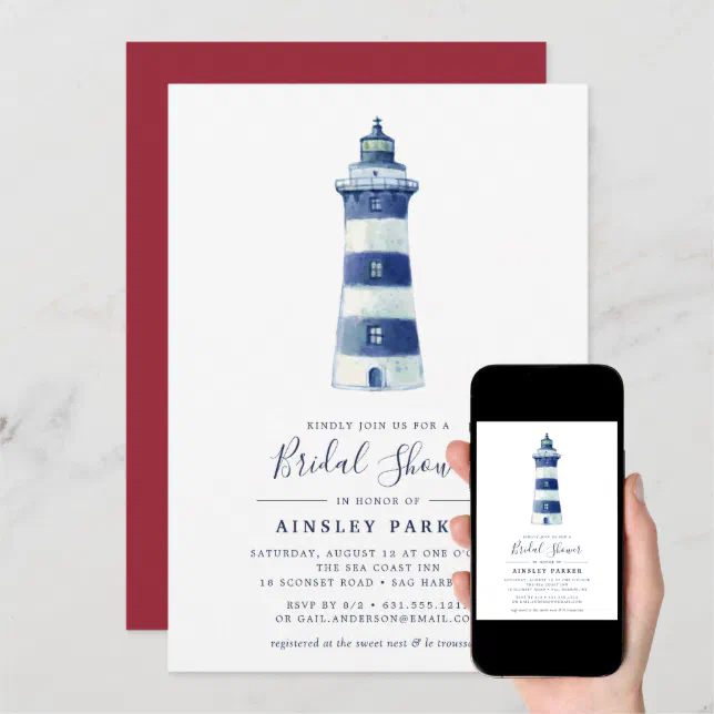 Lighthouse Beach Bridal Shower Invitation Zazzle