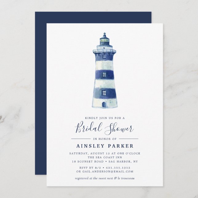 Lighthouse Beach | Bridal Shower Invitation (Front/Back)