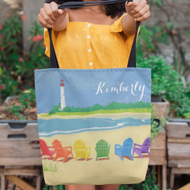 Lighthouse Beach Chairs Personalized Tote Bag (Creator Uploaded)