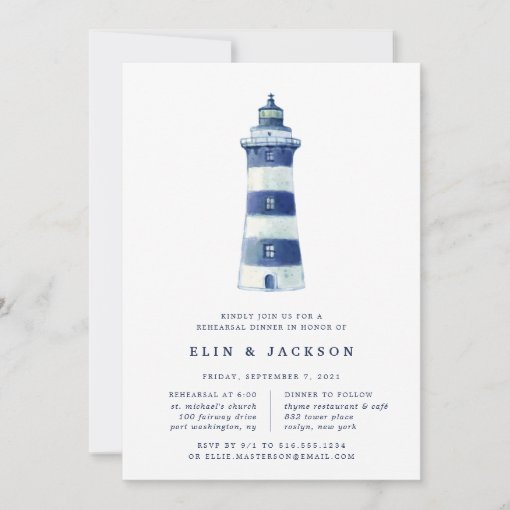 Lighthouse Beach | Rehearsal Dinner Invitation | Zazzle