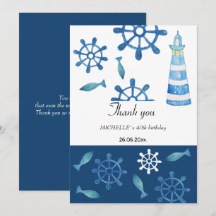 Lighthouse Beach Watercolor Hand-painted Thank You Card