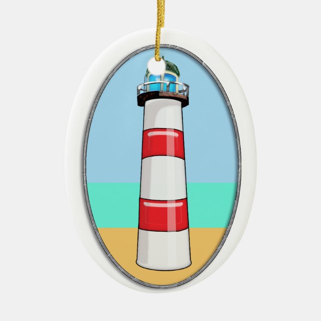 Lighthouse Beacon Ceramic Ornament (Front)