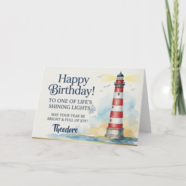 Lighthouse Birthday Shining Light Card  (Front)
