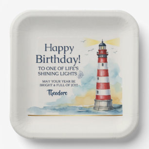 Lighthouse Birthday Shining Light Paper Plates