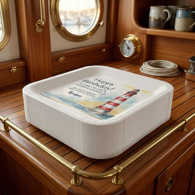 Lighthouse Birthday Shining Light Paper Plates (Easy cleanup and beautiful design)