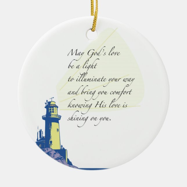 Lighthouse Blessings Prayer Ceramic Ornament (Front)