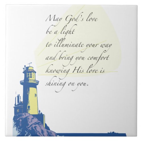 Lighthouse Blessings Prayer Ceramic Tile