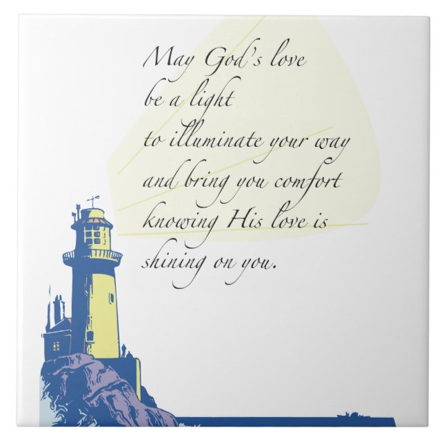 Lighthouse Blessings Prayer Ceramic Tile (Front)