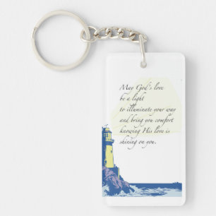 Lighthouse Blessings Prayer Keychain