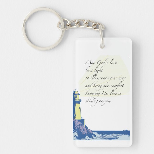 Lighthouse Blessings Prayer Keychain (Front)