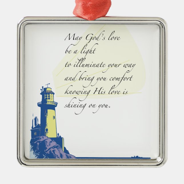 Lighthouse Blessings Prayer Metal Ornament (Front)