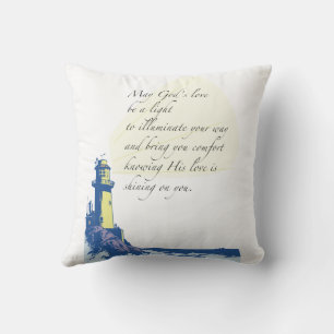 Lighthouse Blessings Prayer Throw Pillow