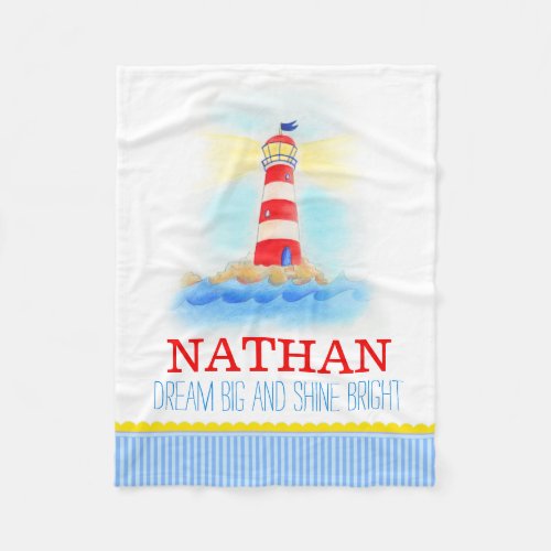 Lighthouse blue white named blanket