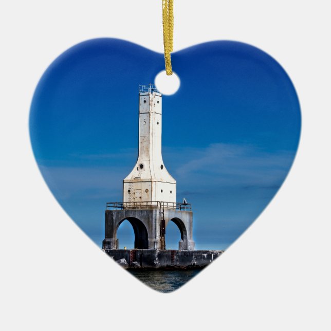 Lighthouse Blues Ceramic Ornament (Front)