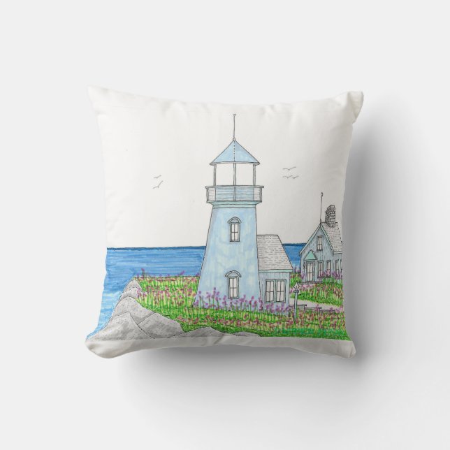 Lighthouse Blues Indoor Pillow (Front)