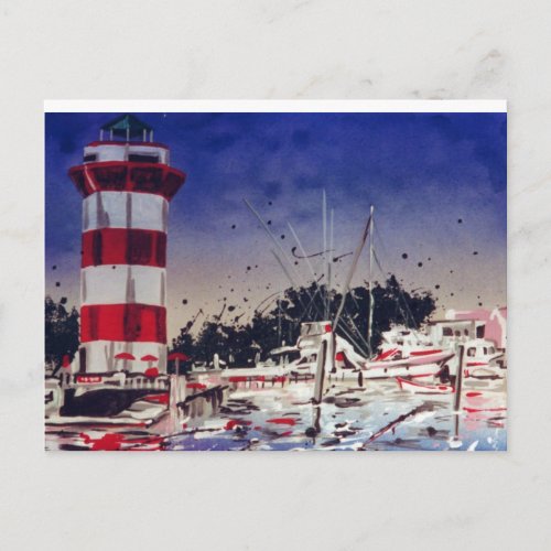 lighthouse boats Hilton head South Carolina Postcard
