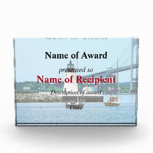 Lighthouse, Bridge and Boats, Newport, RI Acrylic Award