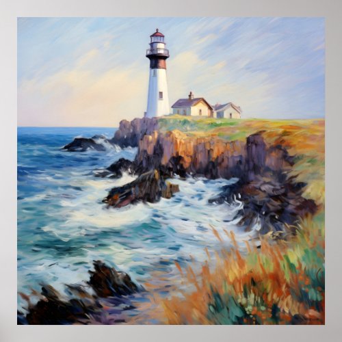 Lighthouse By The Sea _ French Impressionism Art Poster