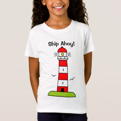 Lighthouse cartoon t shirt for kids  Ship Ahoy
