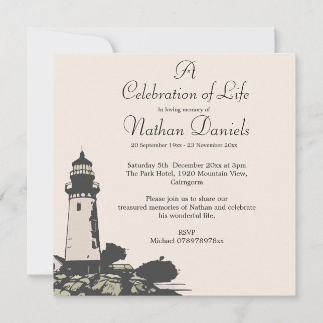 Lighthouse Celebration of Life Card (Front)
