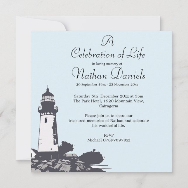 Lighthouse Celebration of Life Card (Front)