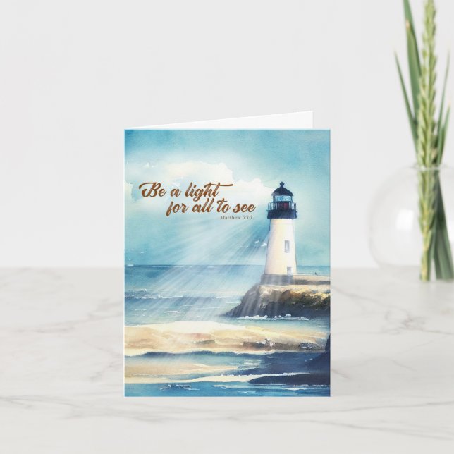 Lighthouse Christian Scripture Mattew Be a Light Note Card (Front)