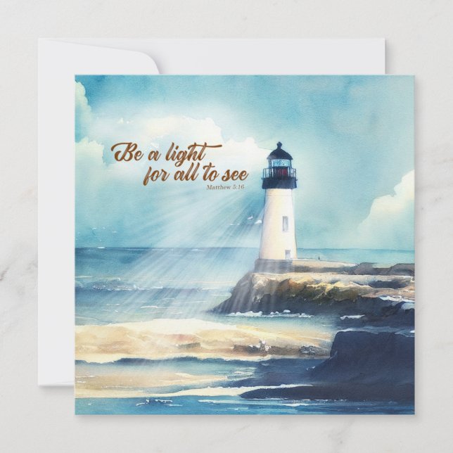 Lighthouse Christian Scripture Mattew Be a Light Note Card (Front)