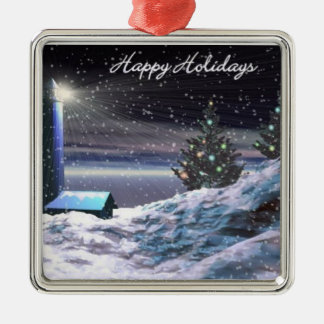 Lighthouse Christmas Metal Ornament