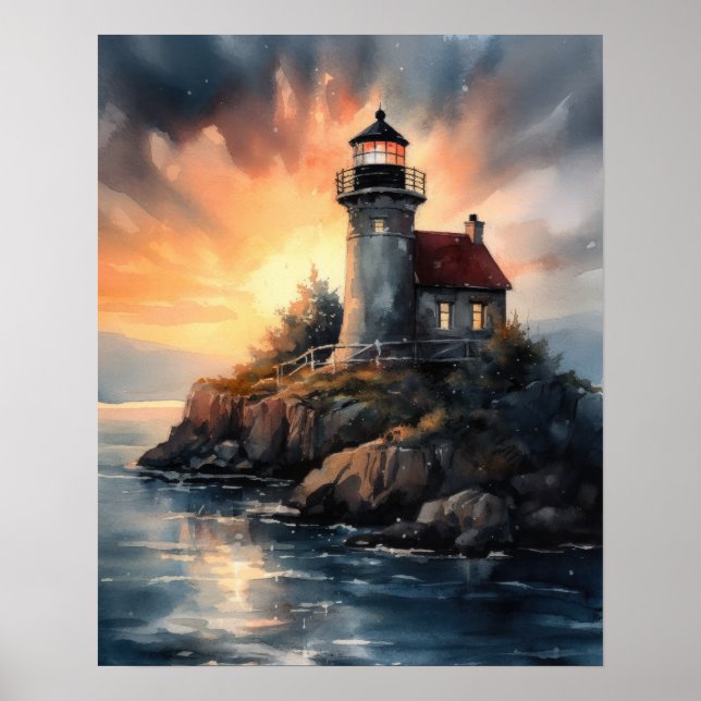 Lighthouse Coastal Art Print Poster (Front)