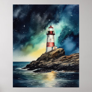Lighthouse Coastal Art Print Poster