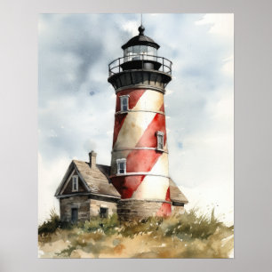 Lighthouse Coastal Art Print Poster