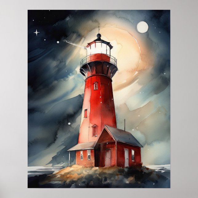 Lighthouse Coastal Art Print Poster (Front)