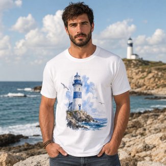 Lighthouse Coastal Blue and White Men’s