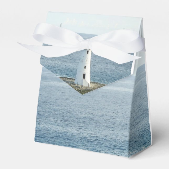 Lighthouse Coastal New England Wedding Favor Box (Front Side)