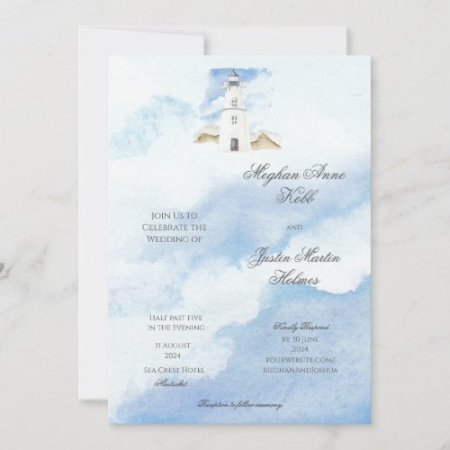 Lighthouse Coastal Theme Wedding Invitation