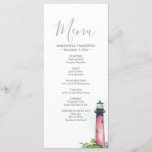 Lighthouse Coastal Watercolor Wedding Menu Card<br><div class="desc">Designed to coordinate with my watercolor Jupiter lighthouse collection this coastal dinner menu can be personalized with your names and meal choices. The card reverses to a solid sage green color. Perfect for beach and nautical weddings. To see the entire wedding stationery suite visit www.zazzle.com/dotellabelle</div>