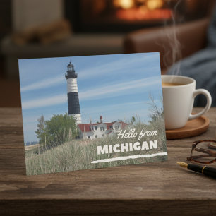 Lighthouse Coastline Michigan Postcard