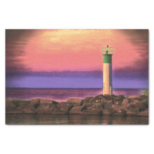 Lighthouse Colorful Purple Pink Sunset Tissue Paper