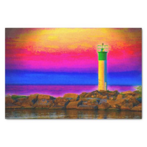 Lighthouse Colorful Sunset Tissue Paper
