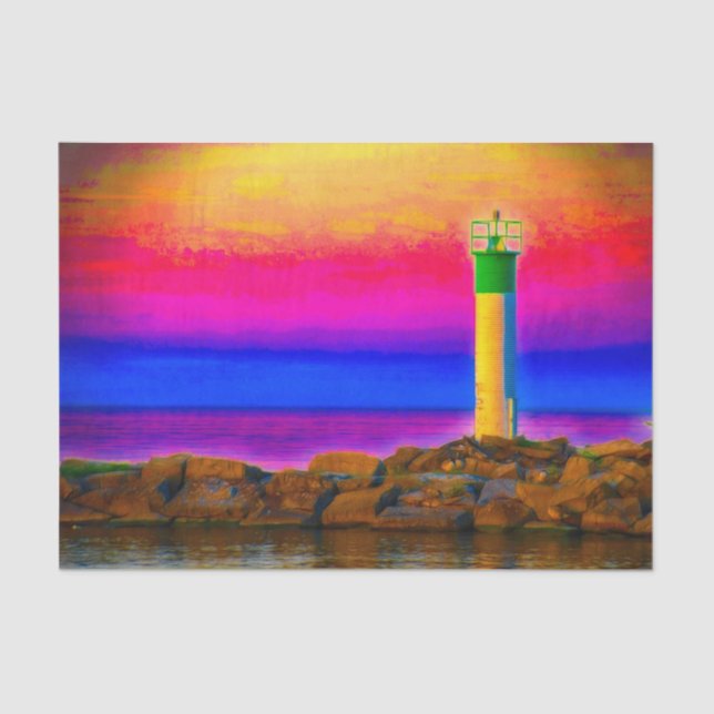 Lighthouse Colorful Sunset Tissue Paper (Front)
