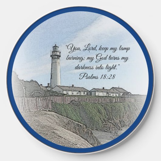 Lighthouse (Customizable Text) Psalms 18:28 Wirele Wireless Charger (Front)