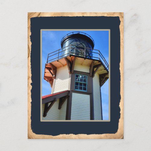 Lighthouse Dark Blue Custom Grunge Photo Template Postcard