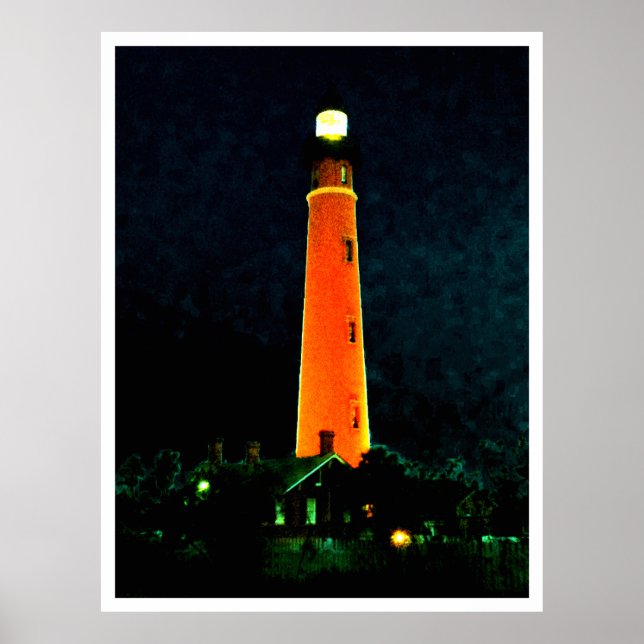 Lighthouse Daytona Art 1 The MUSEUM Zazzle Gifts Poster (Front)