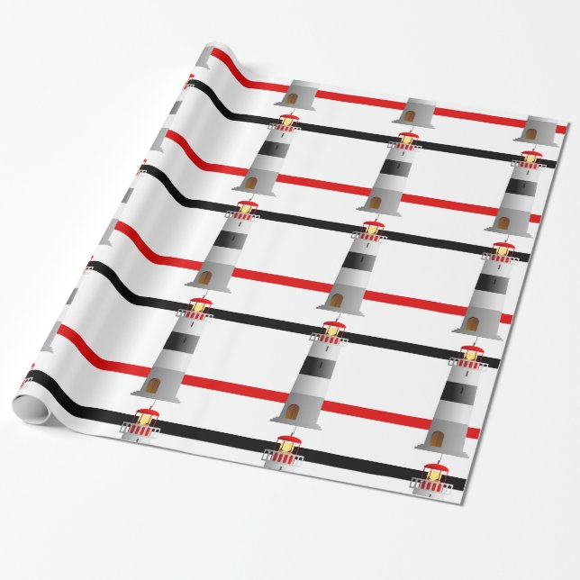 Lighthouse Design Wrapping Paper (Unrolled)