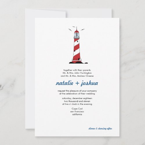 Lighthouse Destination Wedding Invitation Card
