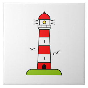 Lighthouse drawing custom square large ceramic tile