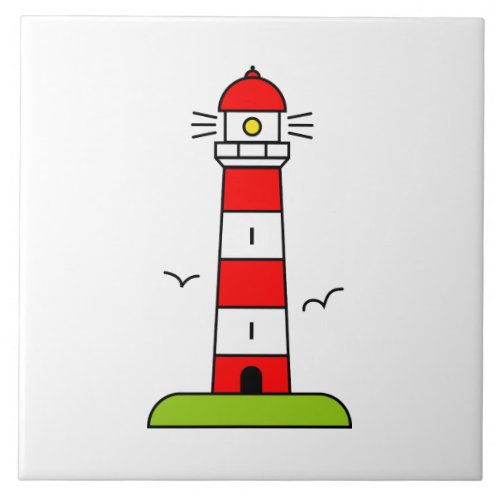 Lighthouse drawing custom square large ceramic tile